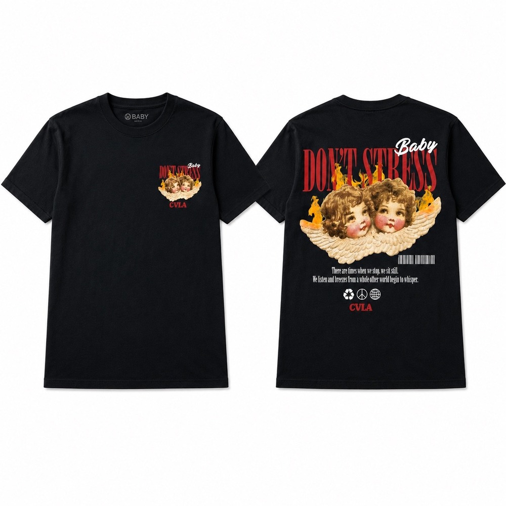 CVLA‎ Don't Stray Baby Graphic Tee Black Oversized Streetwear Shirt